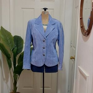 Coldwater Creek Light Blue Leather Jacket